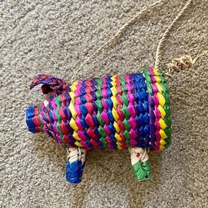 Handmade Straw Pig Shoulder Bag NWOT